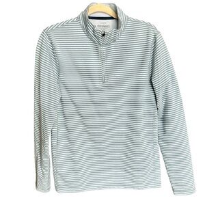 J. Crew Performance Quarter Zip Blue/White Striped Sz Small